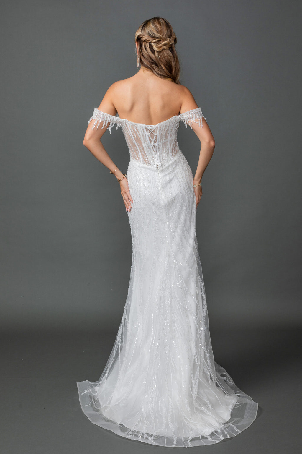 Vestido de Novia Corte Sirena con Hombros Descubiertos & Pedrería - Dancing Queen (Estilo 0283)