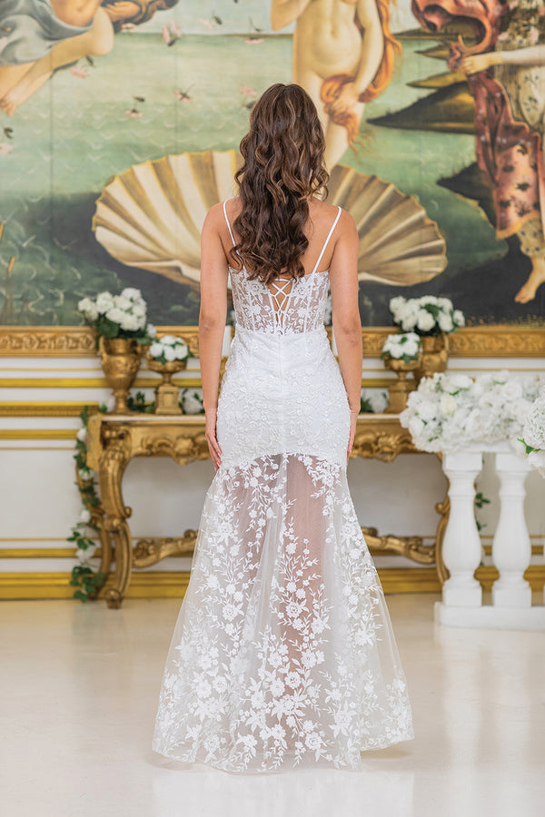 Vestido de Novia para Playa Blanco Roto con Falda Transparente - Daancing Queen (0299)