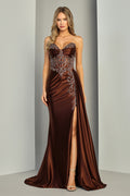 Vestido de Fiesta Satinado con Abertura - Adora 3373