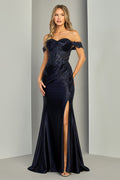 Vestido de Fiesta Satinado con Abertura - Adora 3376