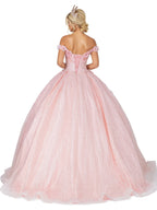 Vestido de Quinceañera Corte Princesa con Encaje y Hombros Descubiertos | Dancing Queen 1527