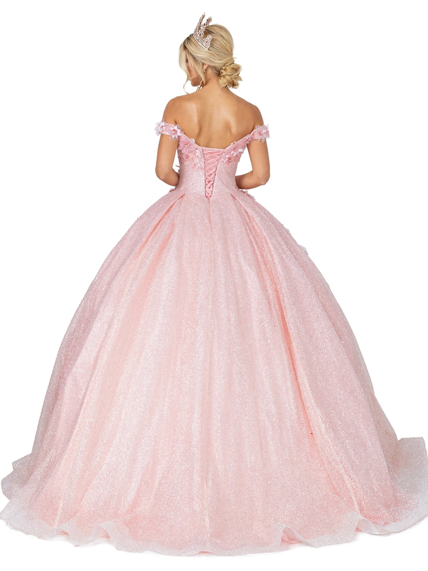 Vestido de Quinceañera Corte Princesa con Encaje y Hombros Descubiertos | Dancing Queen 1527