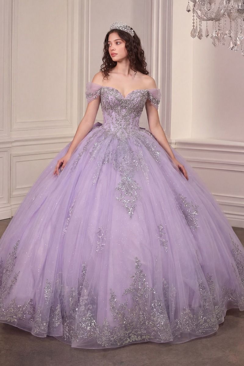 Vestido de Quinceañera y Sweet 16 con Hombros Caídos y Pedrería - Ladivine Quinceañera 15730