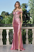 Vestido de Fiesta Satinado con Abertura - Adora 3376