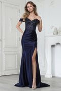 Vestido de Fiesta Largo con Corset de Pedrería y Abertura - Adora 3391