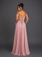 Vestido de Gala con Corsé de Pedrería y Hombros Descubiertos - Dancing Queen (4615)