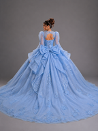 Vestido de Quinceañera con Mangas Abullonadas  y Cuello Alto - Dancing Queen 5167