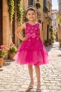 Vestido de Niña con Encaje, Tul y Moño Satinado - Cinderella Couture 9131