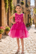 Vestido de Niña con Encaje, Tul y Moño Satinado - Cinderella Couture 9131