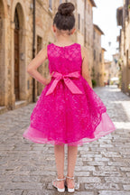 Vestido de Niña con Encaje, Tul y Moño Satinado - Cinderella Couture 9131