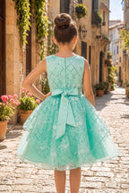 Vestido de Niña con Encaje, Tul y Moño Satinado - Cinderella Couture 9131