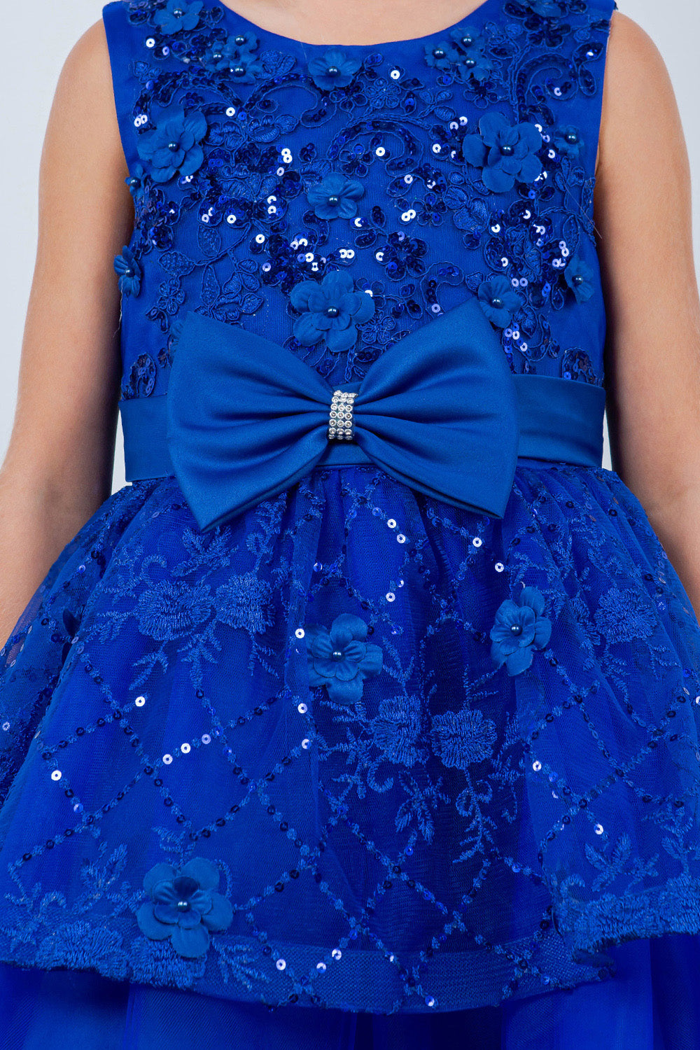 Vestido de Niña con Encaje, Tul y Moño Satinado - Cinderella Couture 9131