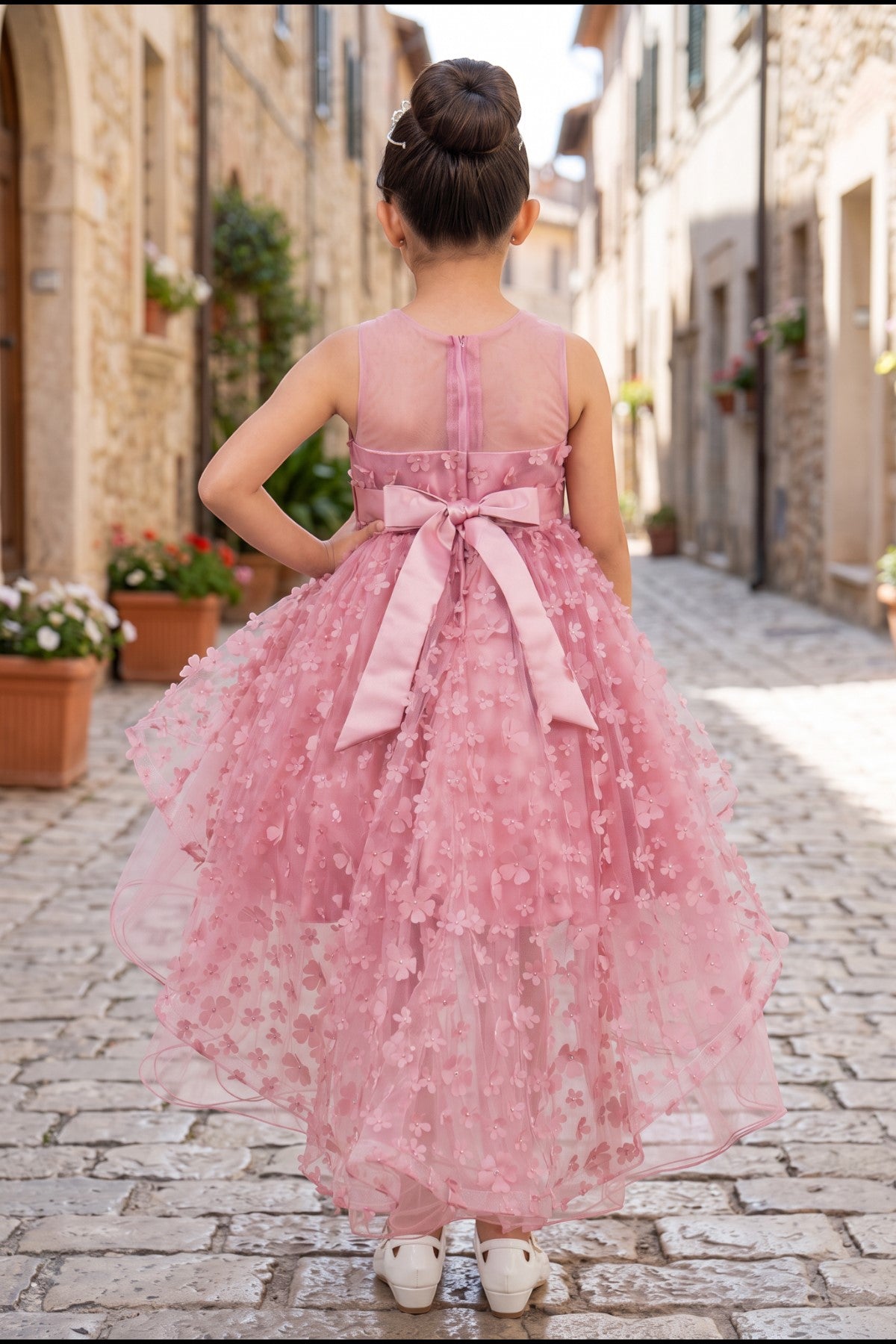 Vestido de Niña para Fiesta con Flores 3D - Cinderella Couture 9170