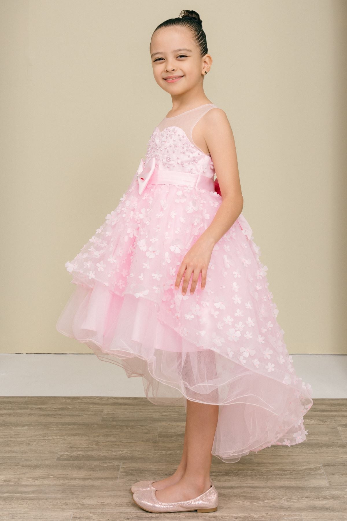 Vestido de Niña para Fiesta con Flores 3D - Cinderella Couture 9170