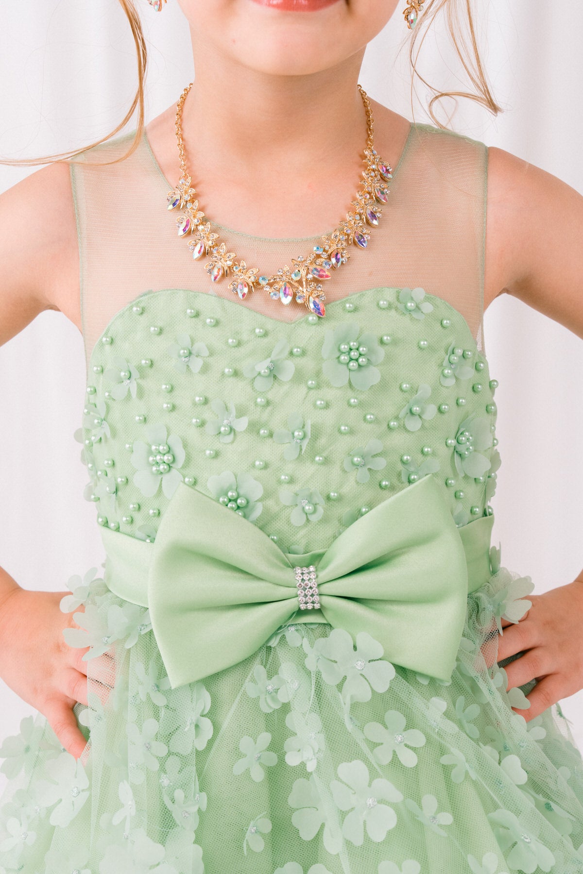 Vestido de Niña para Fiesta con Flores 3D - Cinderella Couture 9170