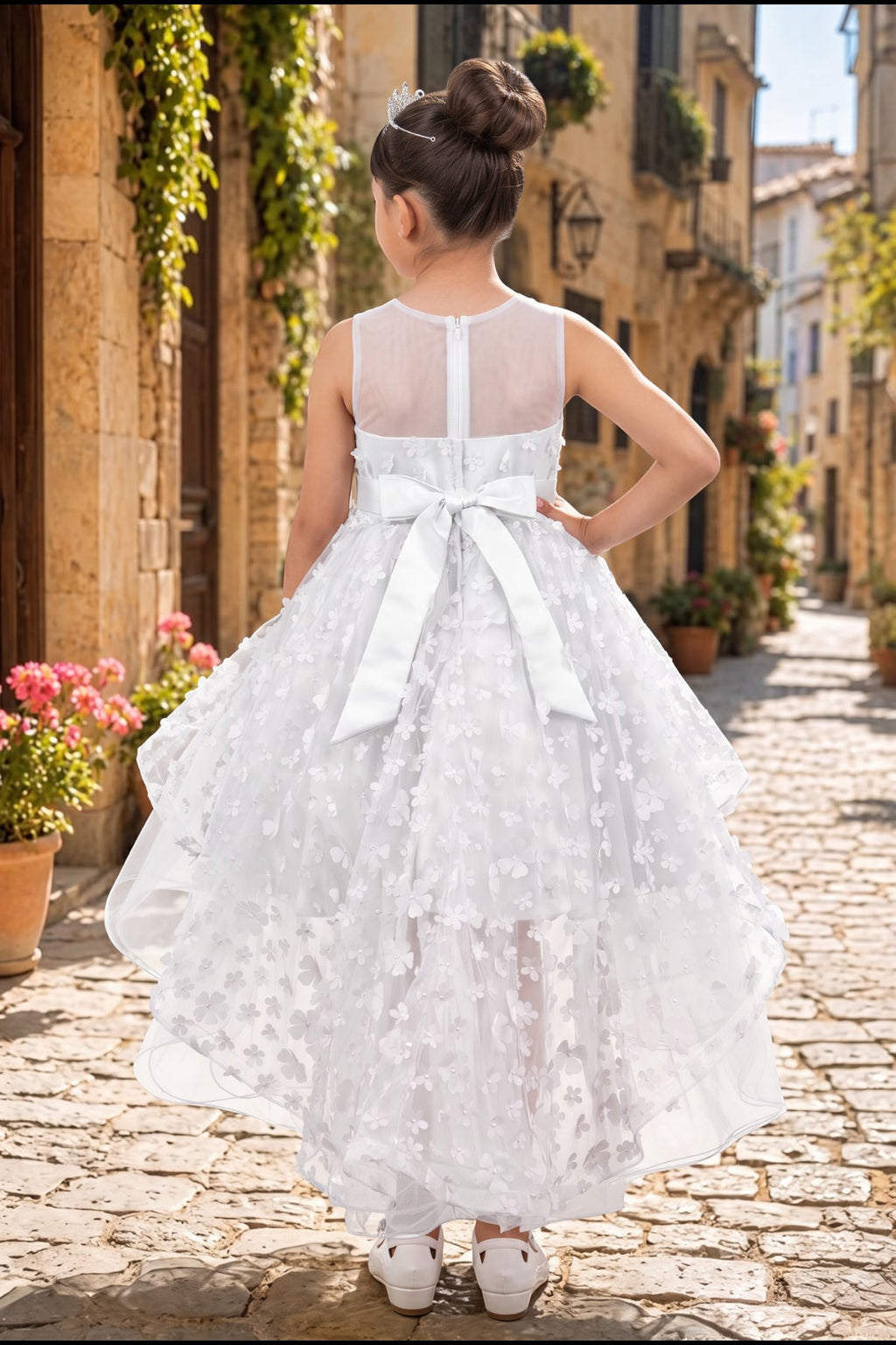 Vestido de Niña para Fiesta con Flores 3D - Cinderella Couture 9170