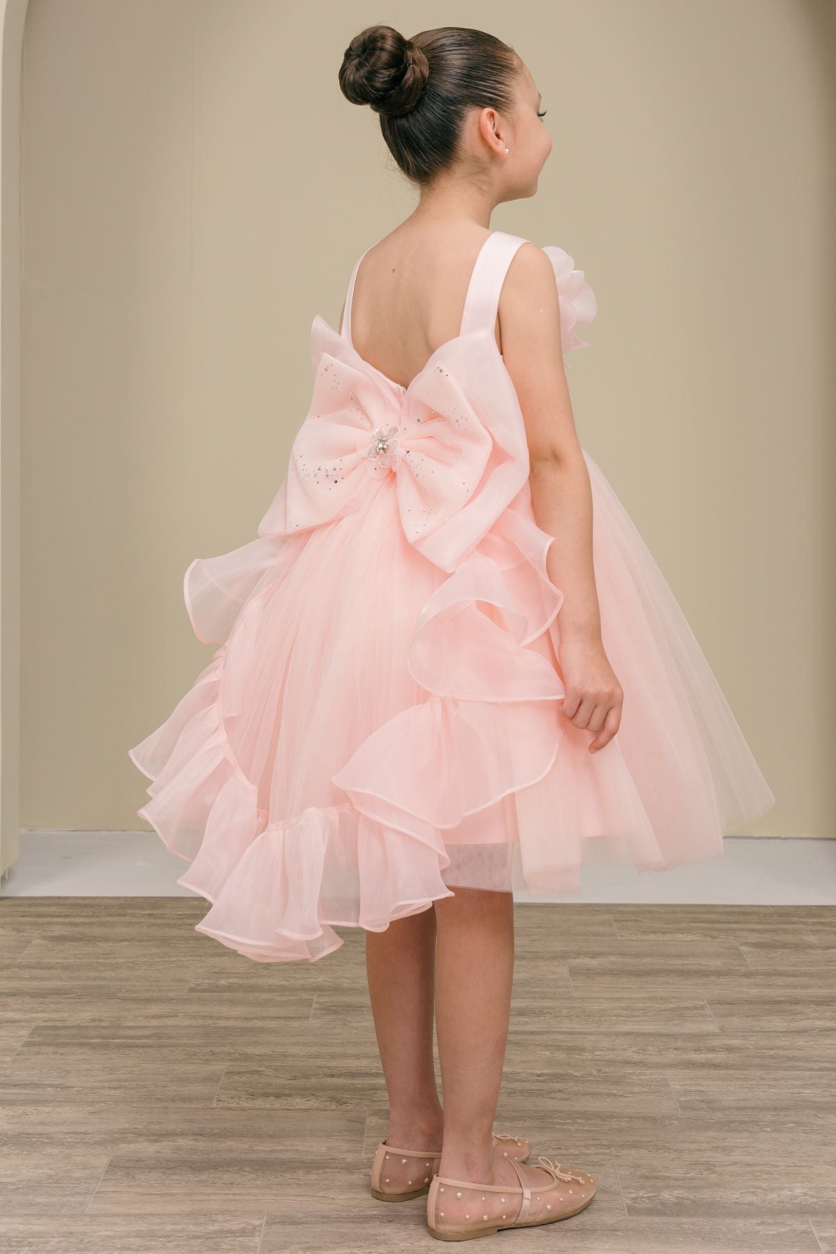 Vestido de Niña con Tul y Moño Desmontable - Cinderella Couture 9178