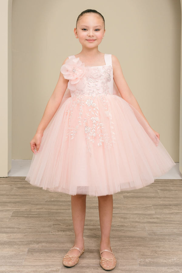 Vestido de Niña con Tul y Moño Desmontable - Cinderella Couture 9178