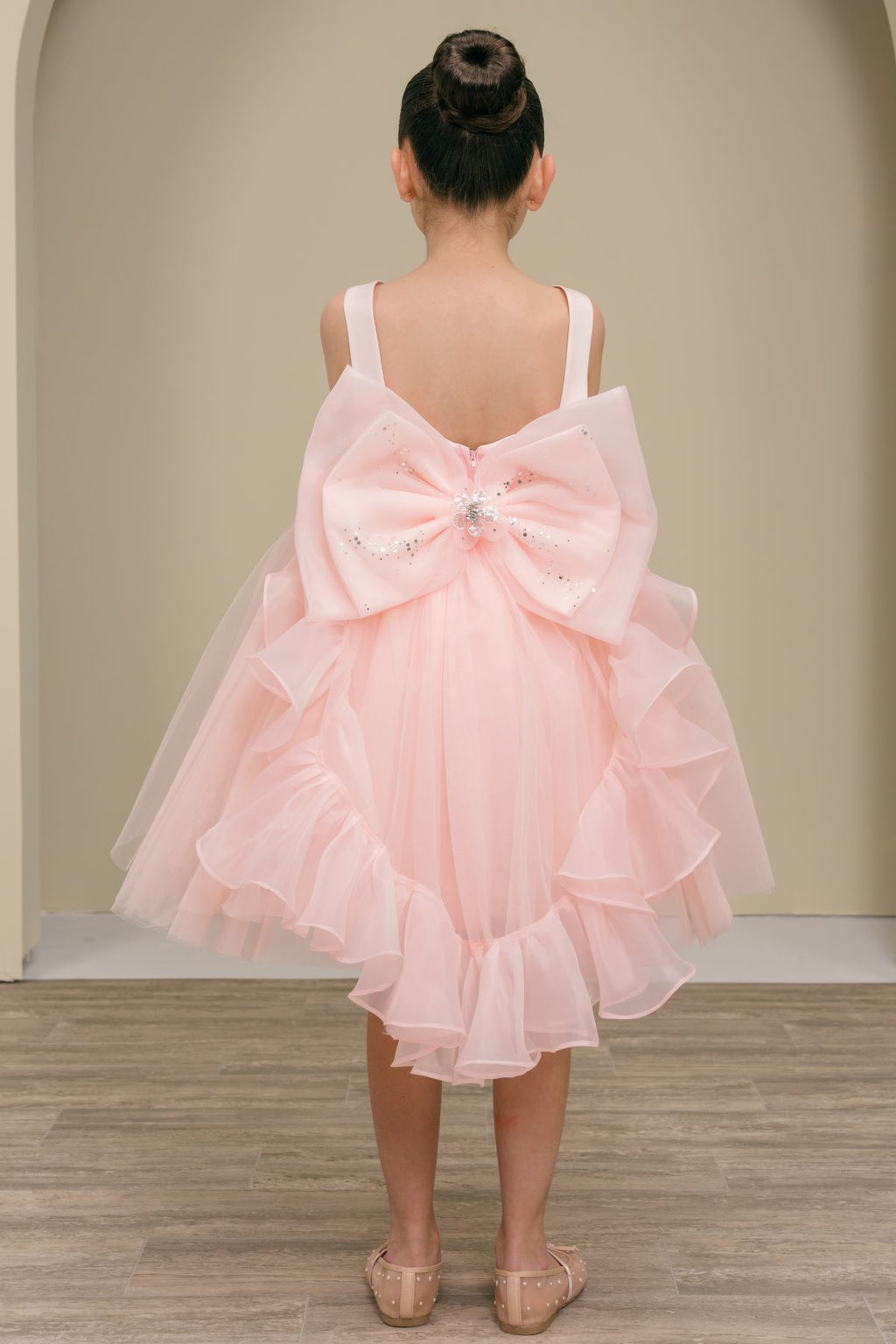 Vestido de Niña con Tul y Moño Desmontable - Cinderella Couture 9178
