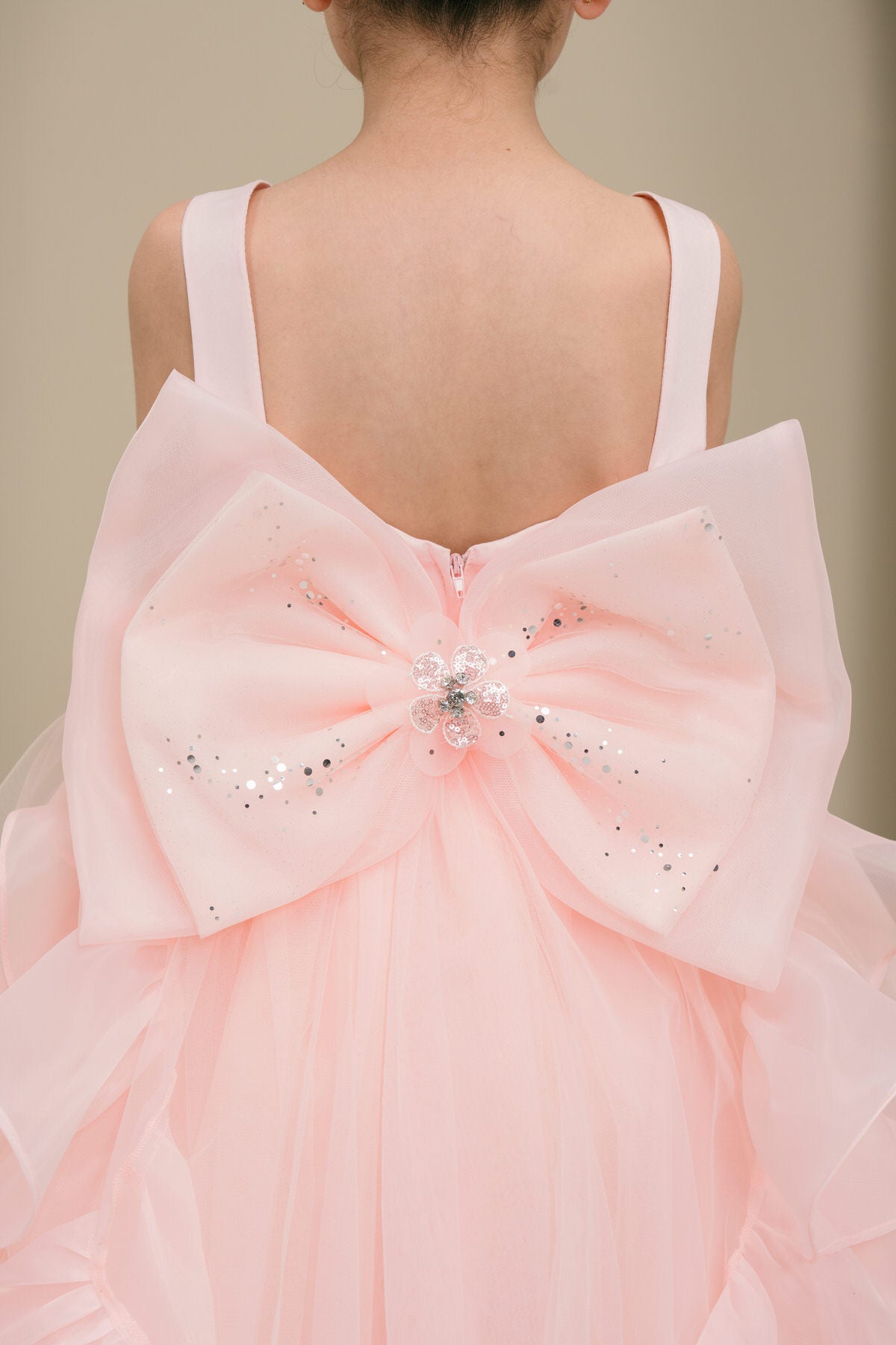 Vestido de Niña con Tul y Moño Desmontable - Cinderella Couture 9178