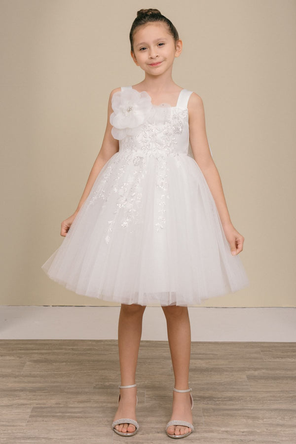 Vestido de Niña con Tul y Moño Desmontable - Cinderella Couture 9178