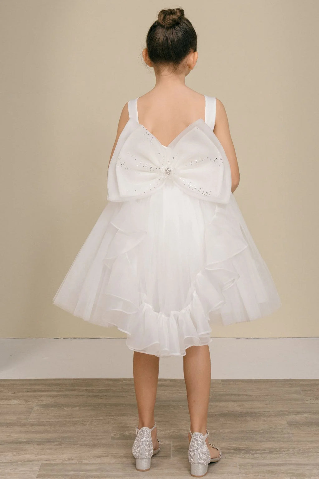 Vestido de Niña con Tul y Moño Desmontable - Cinderella Couture 9178