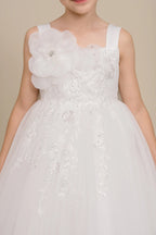 Vestido de Niña con Tul y Moño Desmontable - Cinderella Couture 9178