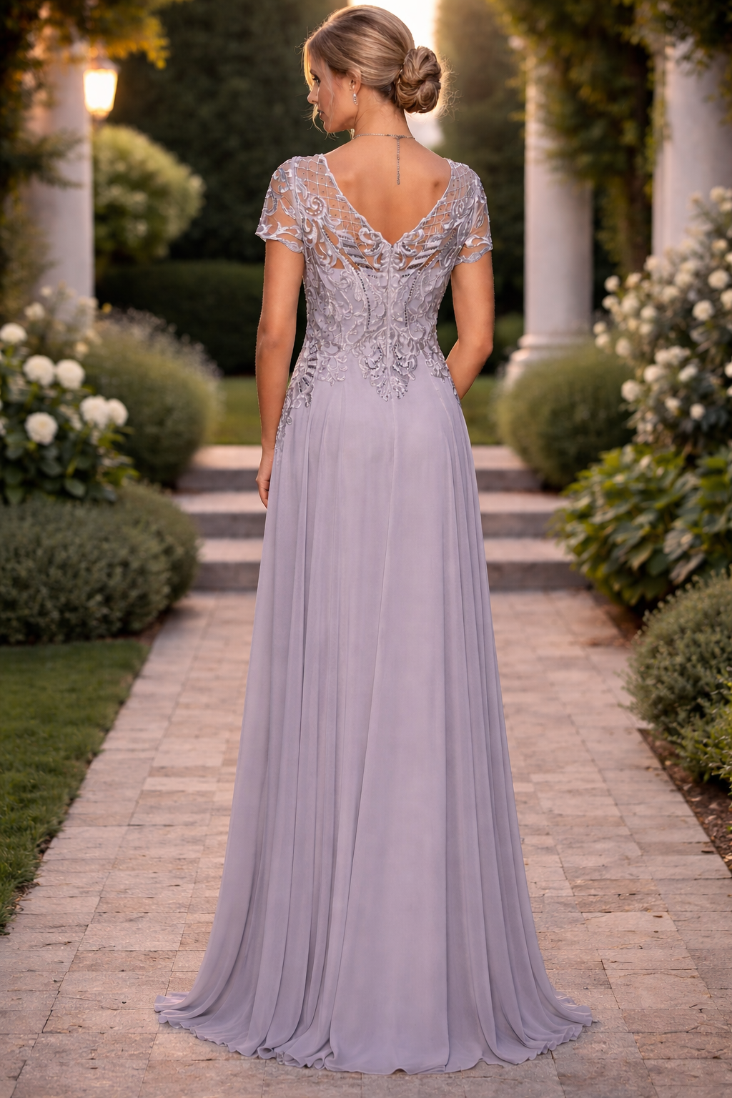 Short-Sleeve Evening Dress - DeKlaire Bridal K301