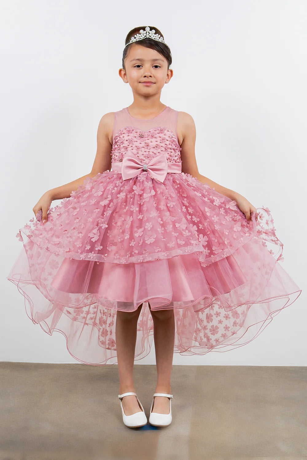 Vestido de Niña para Fiesta con Flores 3D - Cinderella Couture 9170
