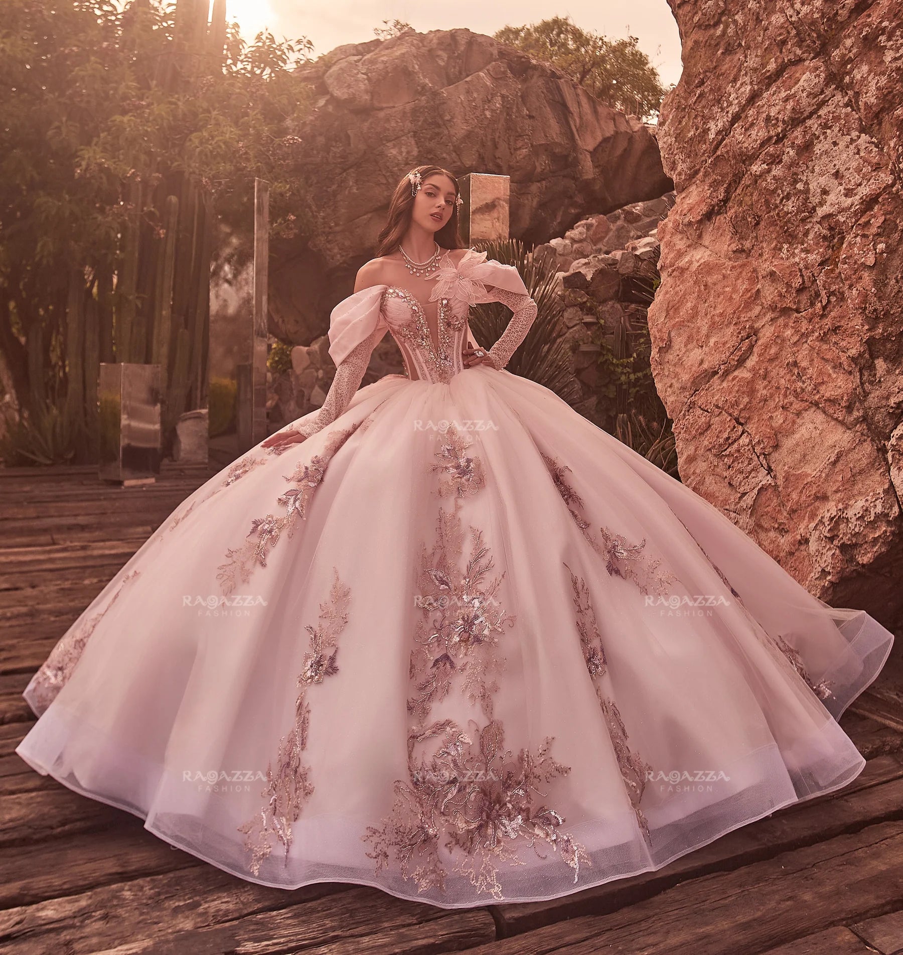 Ragazza Fashion Solstice Long Sleeve Quinceañera Dress - EV88-688