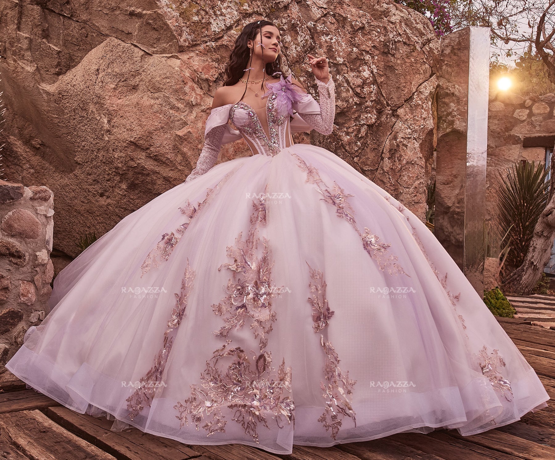 Ragazza Fashion Solstice Long Sleeve Quinceañera Dress - EV88-688