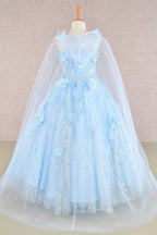 Vestido de Niña Princesa con Capa y Flores 3D - GLS by Elizabeth K GK105