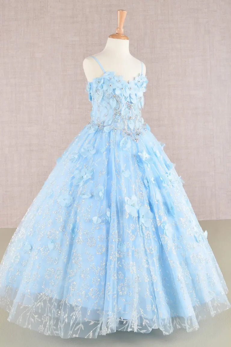 Vestido de Niña Princesa con Capa y Flores 3D - GLS by Elizabeth K GK105