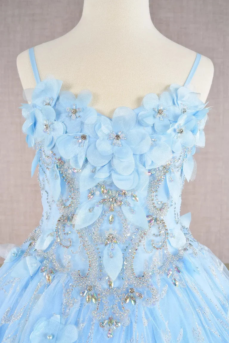 Vestido de Niña Princesa con Capa y Flores 3D - GLS by Elizabeth K GK105
