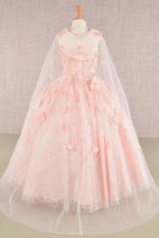 Vestido de Niña Princesa con Capa y Flores 3D - GLS by Elizabeth K GK105