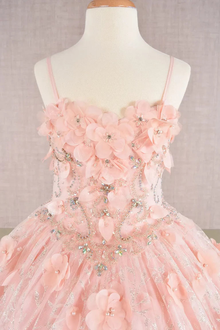 Vestido de Niña Princesa con Capa y Flores 3D - GLS by Elizabeth K GK105