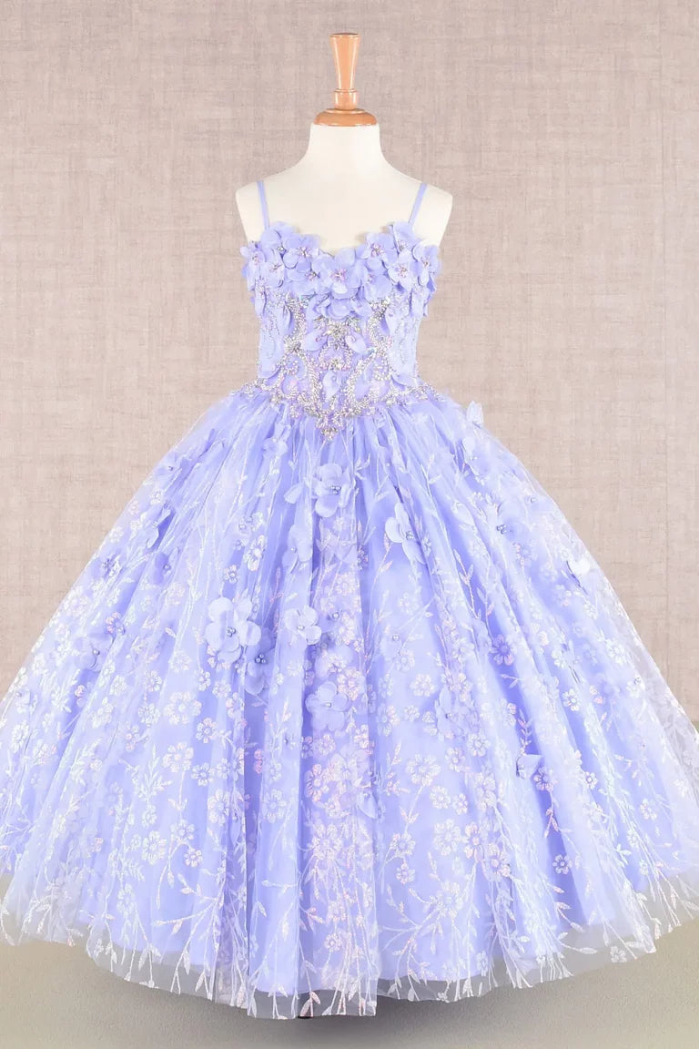Vestido de Niña Princesa con Capa y Flores 3D - GLS by Elizabeth K GK105