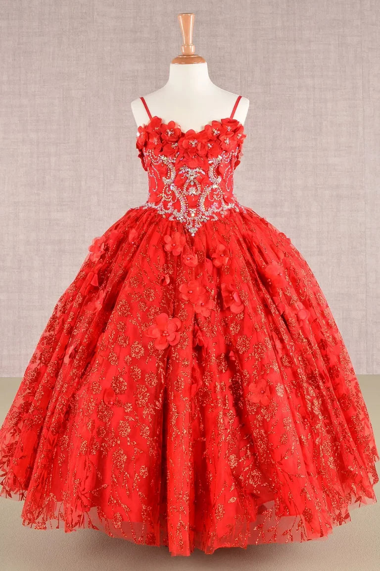 Vestido de Niña Princesa con Capa y Flores 3D - GLS by Elizabeth K GK105