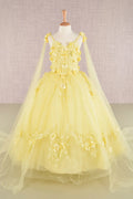 Vestido de Niña con Flores 3D y Capa Desmontable - GLS Kids by Elizabeth K (GK111)