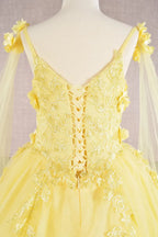 Vestido de Niña con Flores 3D y Capa Desmontable - GLS Kids by Elizabeth K (GK111)