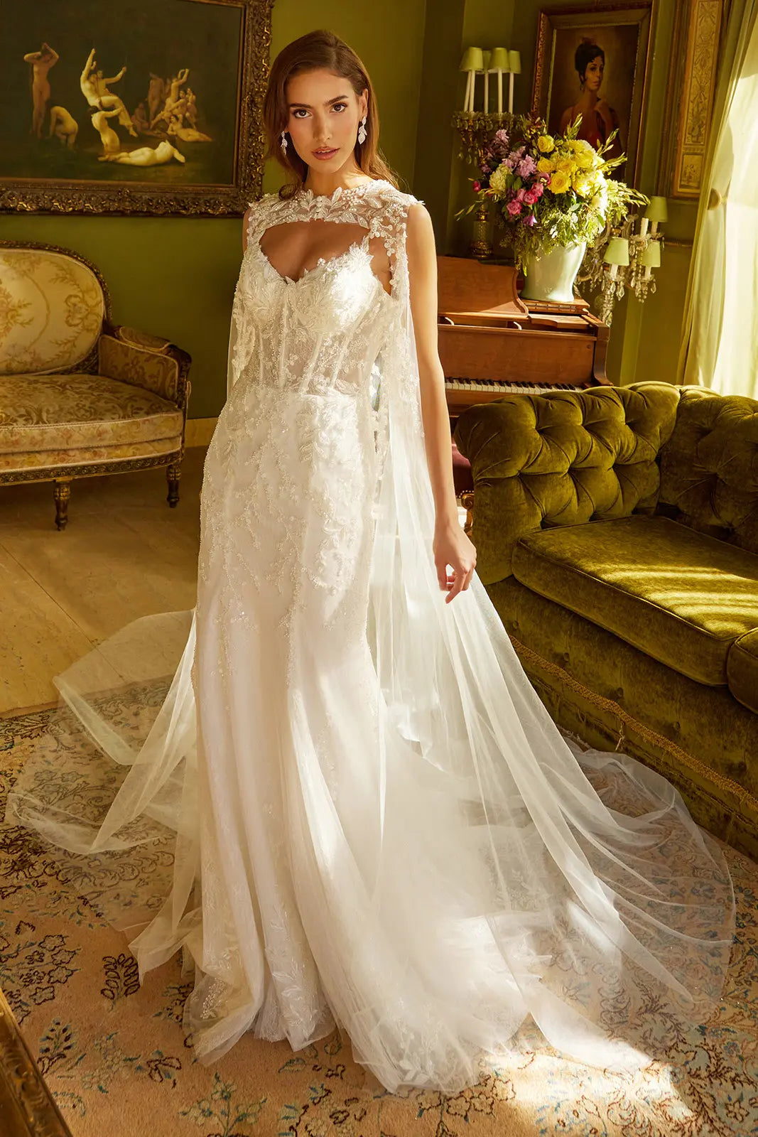 Vestido de Novia Corte Trompeta con Capa - GL3532 GLS by Gloria