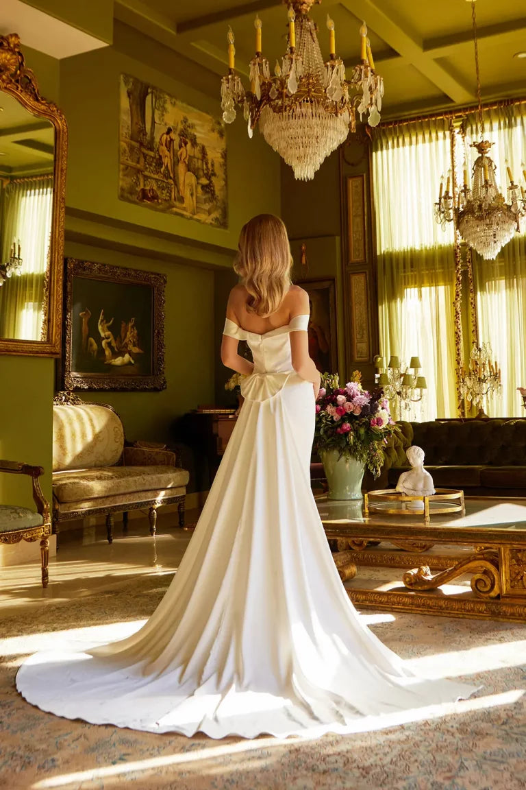Vestido de Novia de Satén con Lazo Desmontable - GL3545 GLS by Gloria