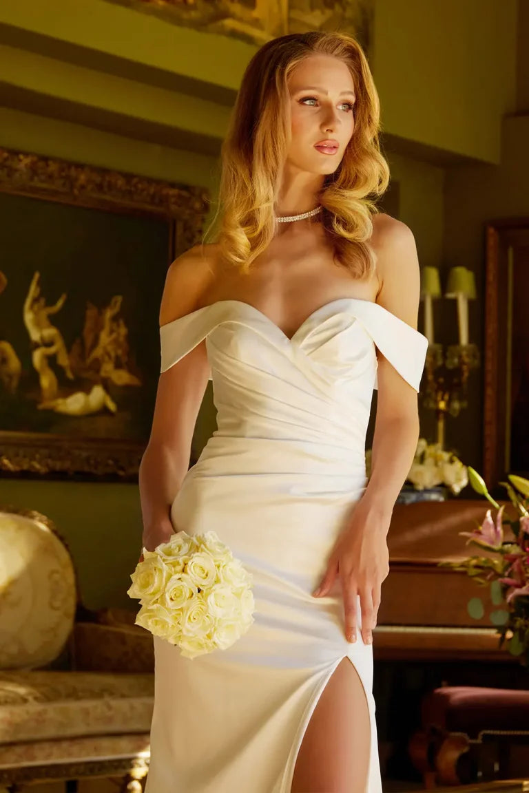 Vestido de Novia de Satén con Lazo Desmontable - GL3545 GLS by Gloria