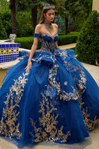 Vestido de XV Años GLS by Gloria GL3552 – Estilo Real con Bordado Floral y Pedrería