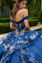 Vestido de XV Años GLS by Gloria GL3552 – Estilo Real con Bordado Floral y Pedrería