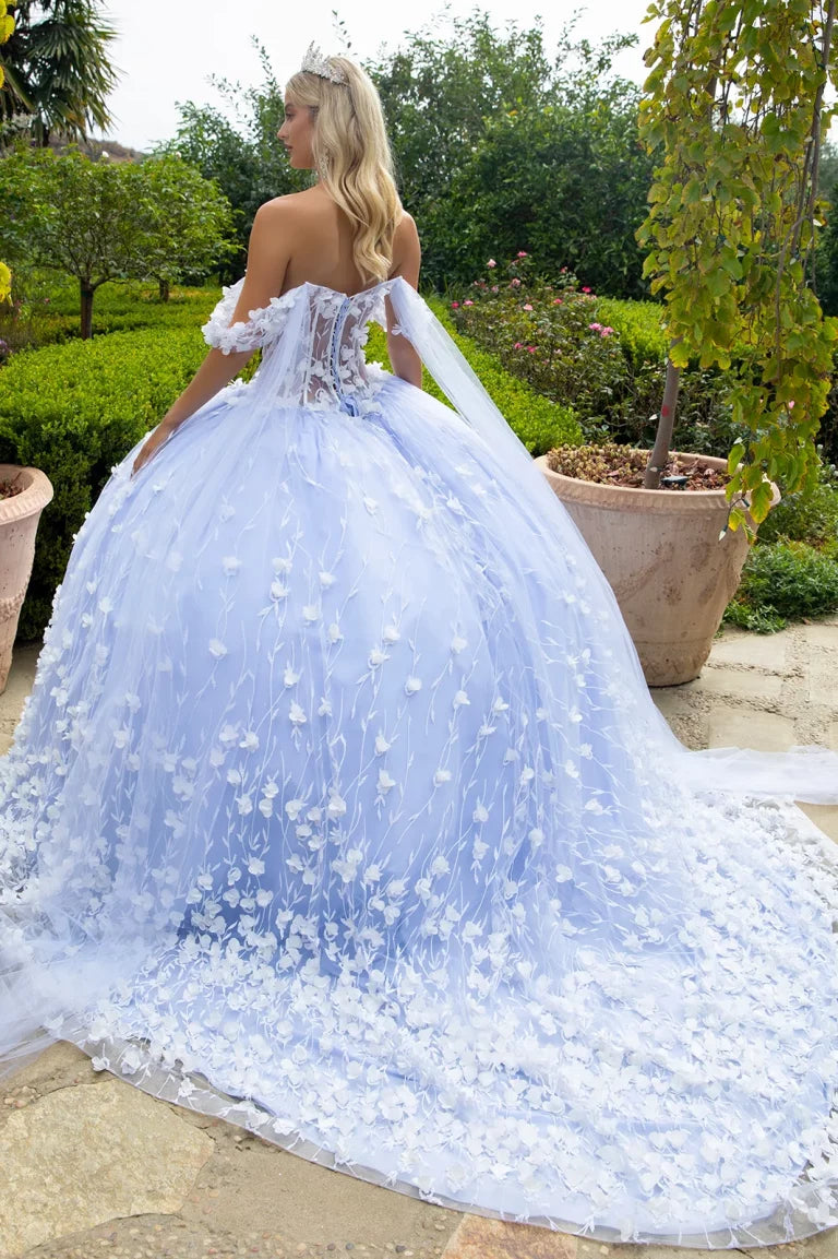 Vestido de Quinceañera con Apliques Florales 3D - GL3571 GLS by Gloria