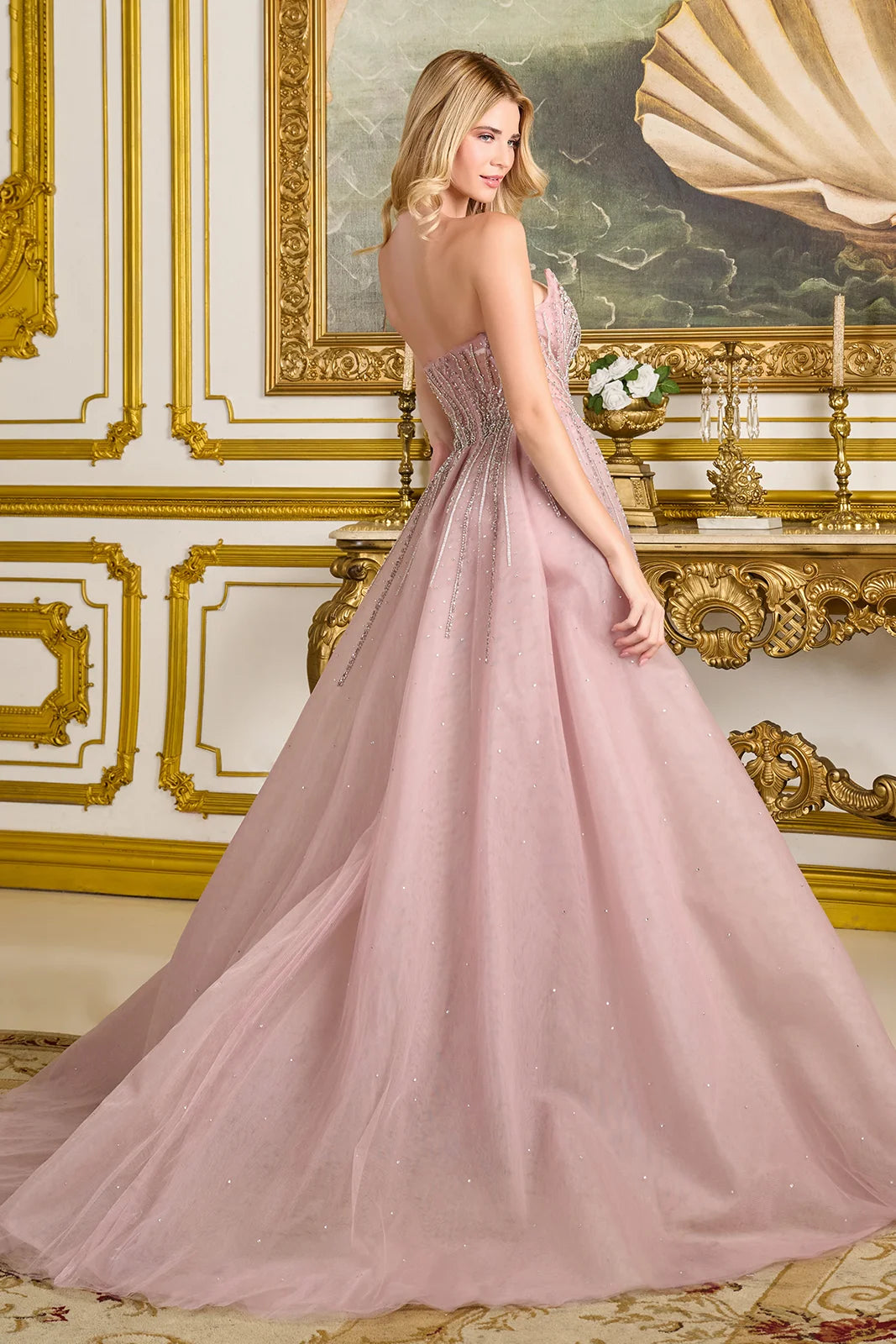 Vestido de Fiesta Corte A con Sobrefalda Elizabeth K - GL3668