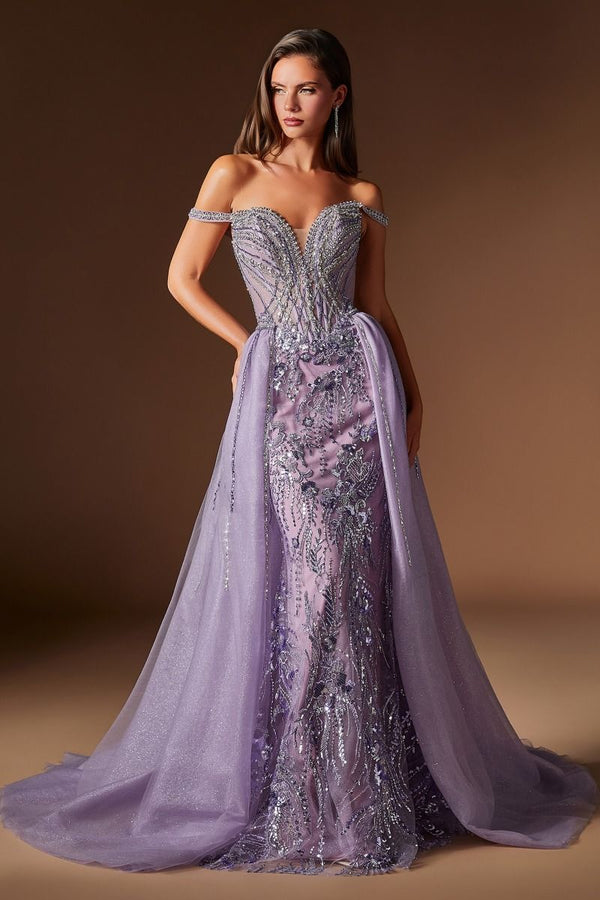 Vestido de Fiesta con Sobrefalda Desmontable - Ladivine CDS570