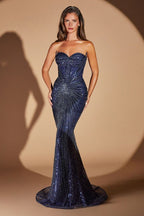 Vestido de Fiesta con Escote Corazón Strapless Ladivine - CD0108