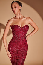 Vestido de Fiesta con Escote Corazón Strapless Ladivine - CD0108